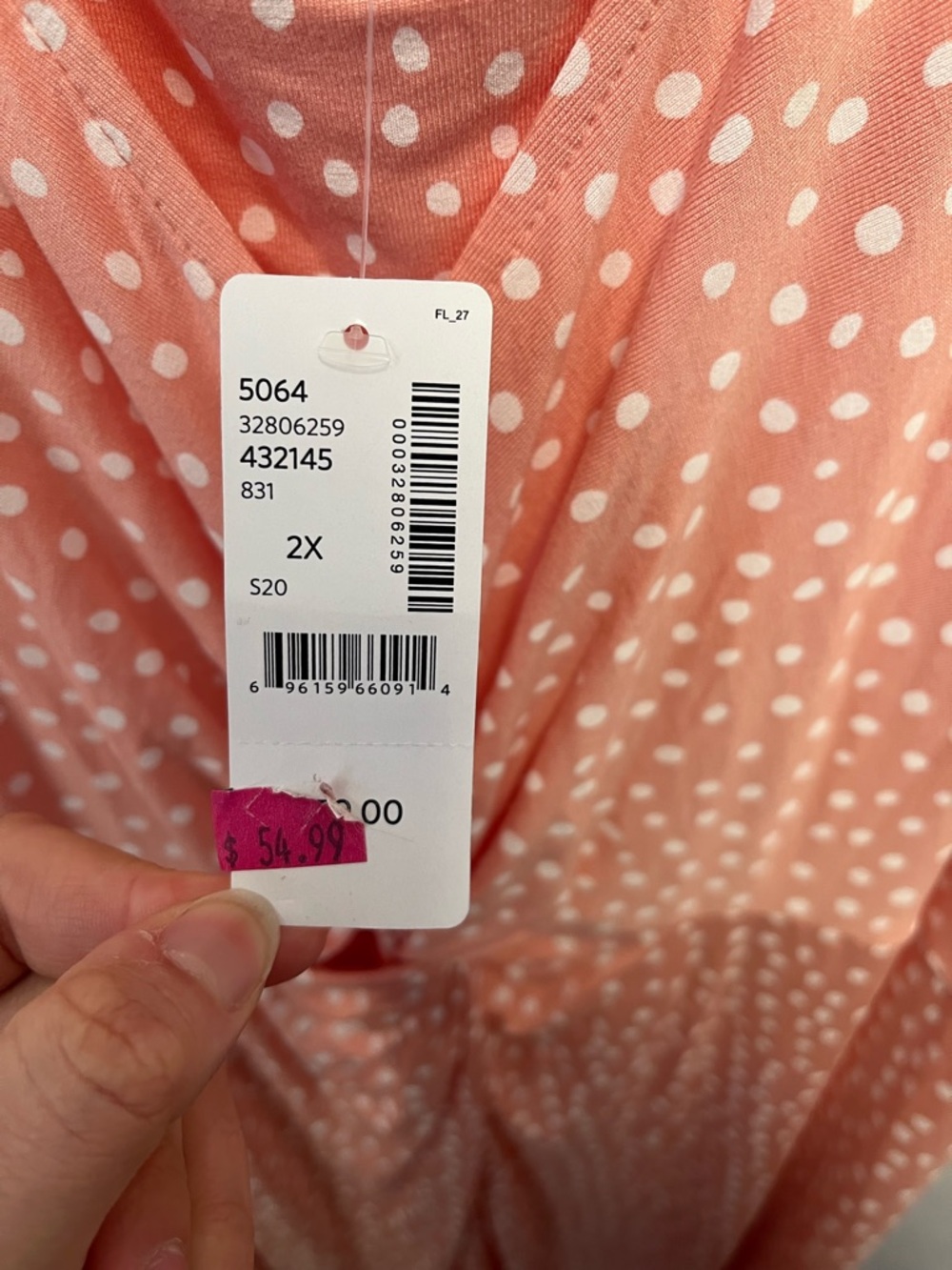 Addition Elle Peach Dot Twist-Front Midi Dress - Picture 5 of 6